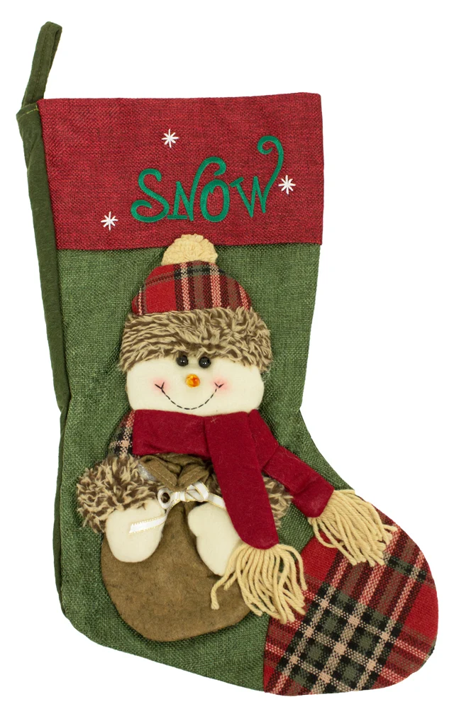 XL Nikolaus Stiefel Weihnachtsstrumpf zum Befüllen 45 cm - 3D Schneemann Snow