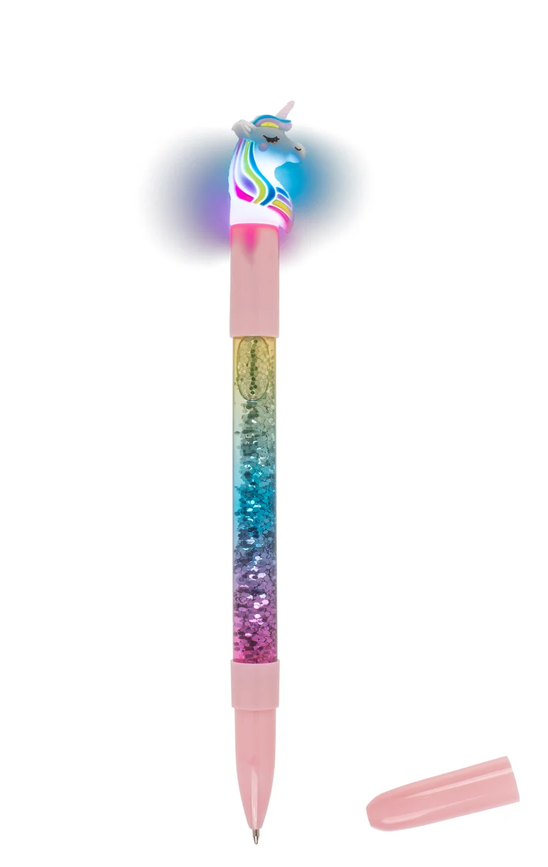 Kugelschreiber Einhorn mit Glitter und farbwechselnder LED