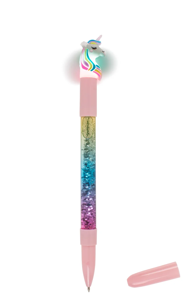 Kugelschreiber Einhorn mit Glitter und farbwechselnder LED