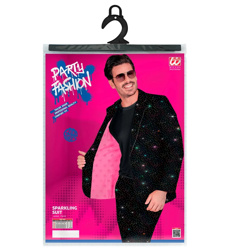 Designer Anzug "Mr. Sparkling Black" 2-tlg. | Schwarz Mehrfarbig - Herren Kostüm