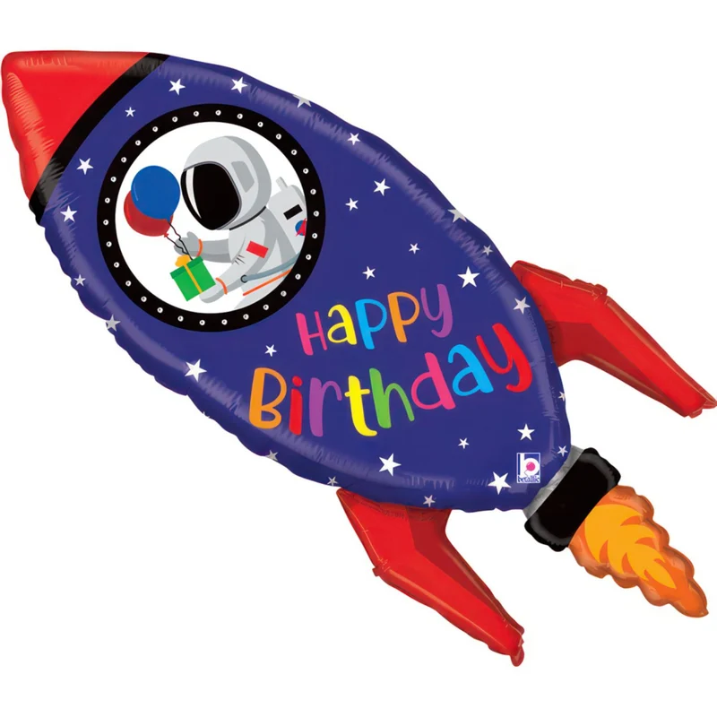 Shape Folienballon "Happy Birthday" Rakete | 91 cm