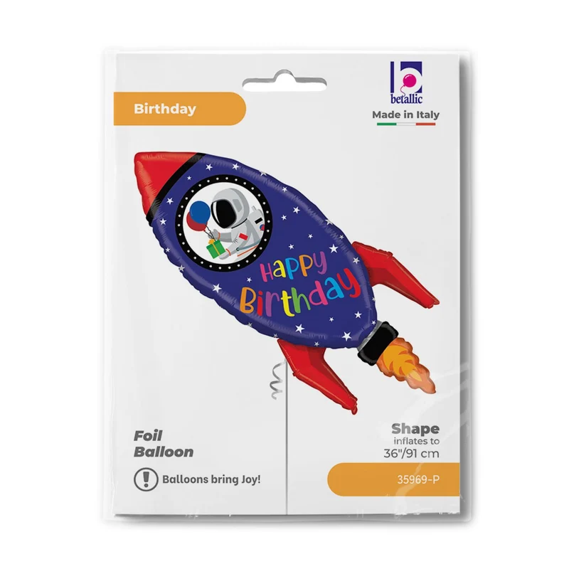 Shape Folienballon "Happy Birthday" Rakete | 91 cm