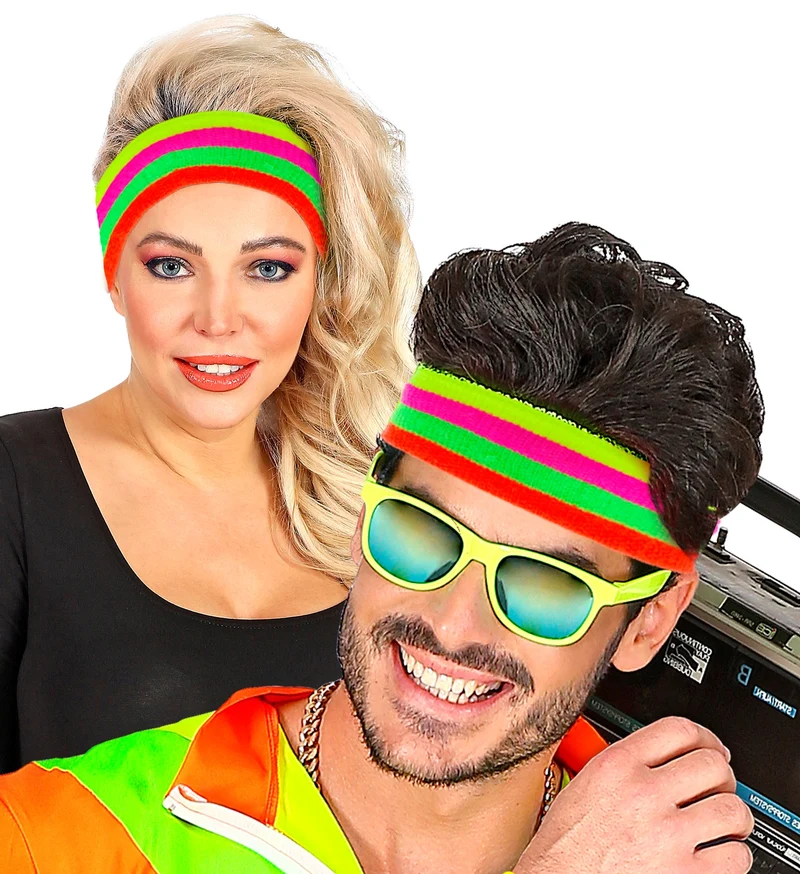 Mehrfarbiges Neon Stirnband | 80er Jahre Disco Kostüm