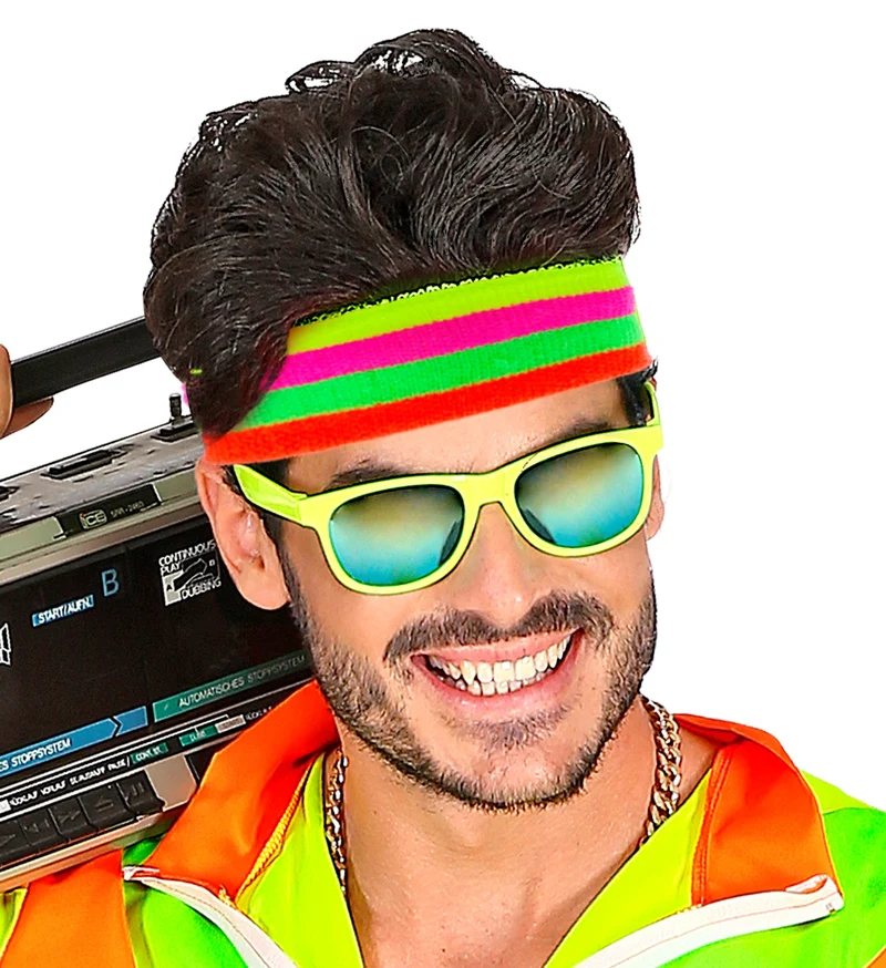 Mehrfarbiges Neon Stirnband | 80er Jahre Disco Kostüm