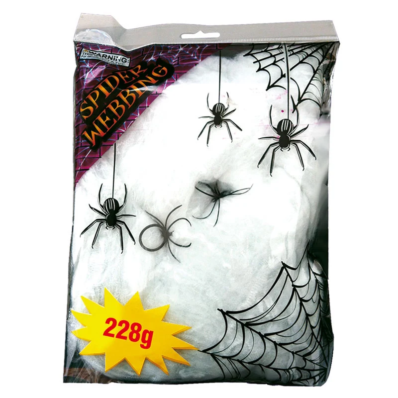 Deko Spinnweben inklusive Spinnen | Weiß 228g Halloween