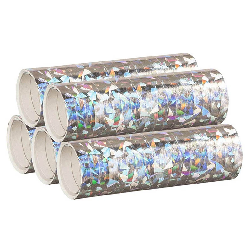 Luftschlangen "Holografisch" 4m / 5 Rollen | Silber