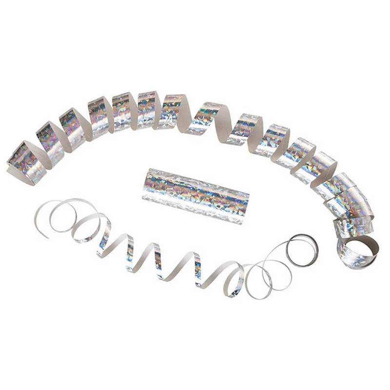 Luftschlangen "Holografisch" 4m / 5 Rollen | Silber