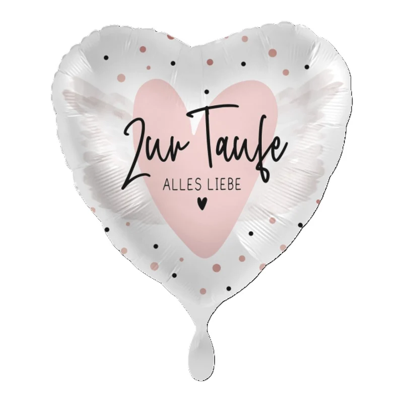 18"/Ø43cm Herz Folienballon "Zur Taufe Alles Liebe"