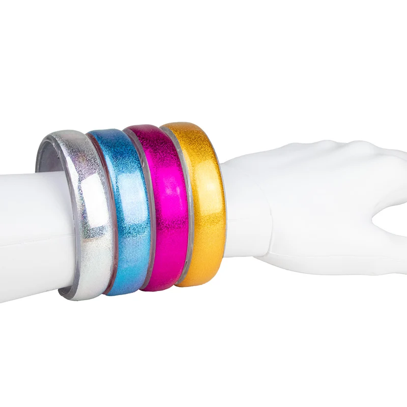 Regenbogen Metallic Retro Armreifen 4er-Set - 414012 | Mehrfarbig