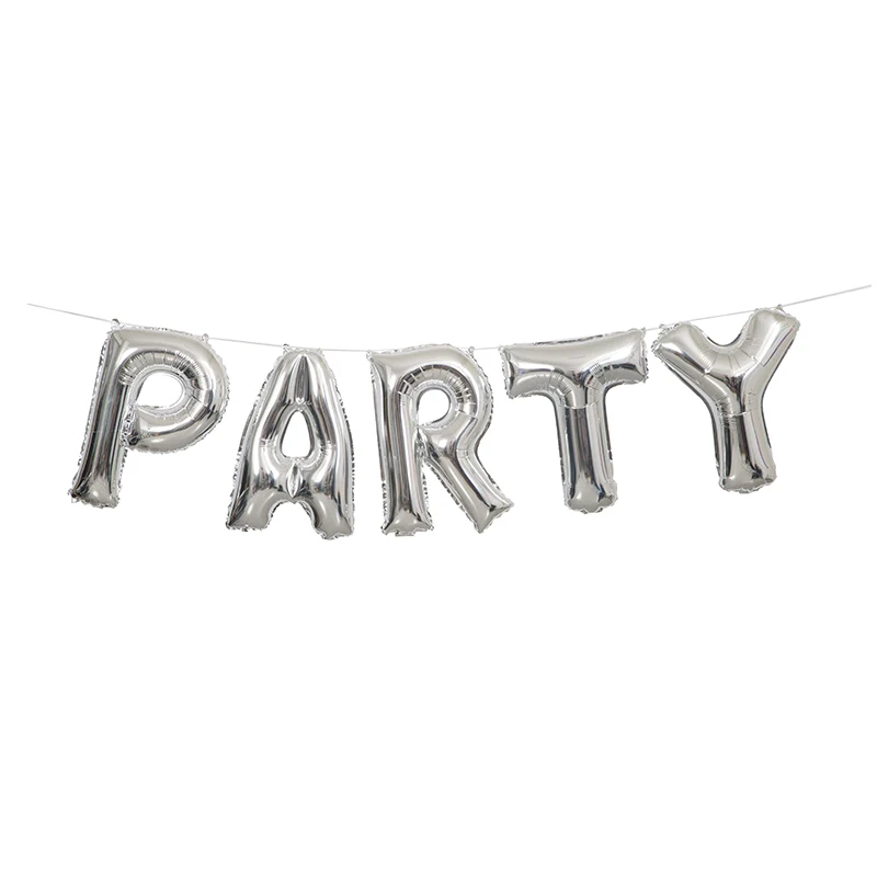 14"/Ø36cm Ballongirlande "PARTY" 35cm | Silber