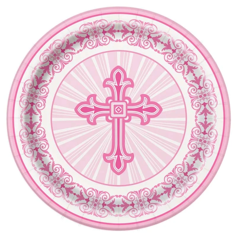 Pappteller "Kreuz Pink" | Ø23cm/8Stk.