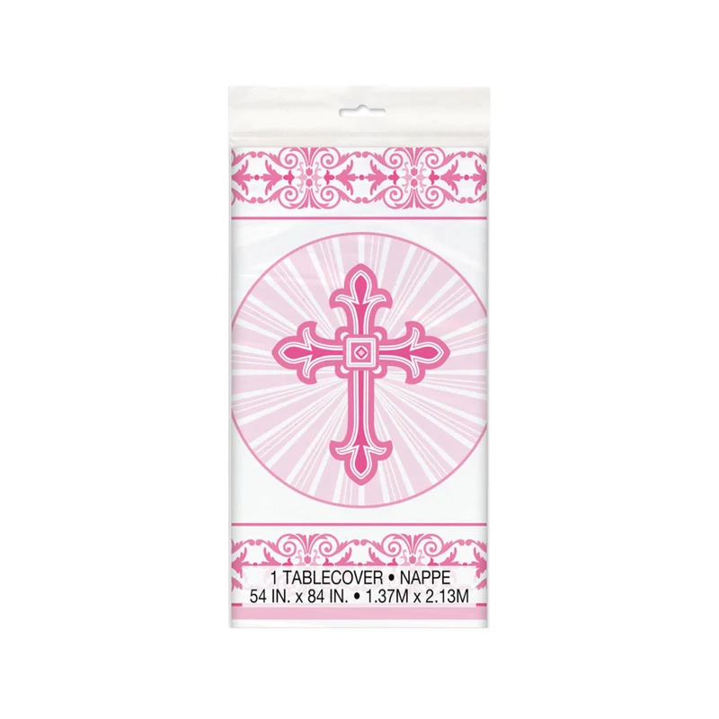 Tischdecke PVC Kreuz Pink 137x213cm