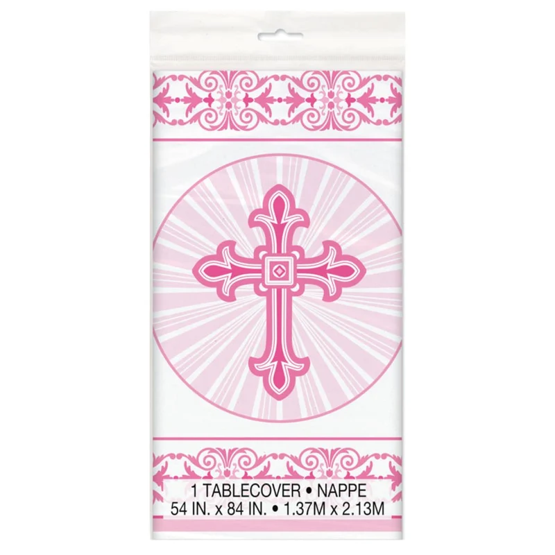 Tischdecke PVC Kreuz Pink 137x213cm