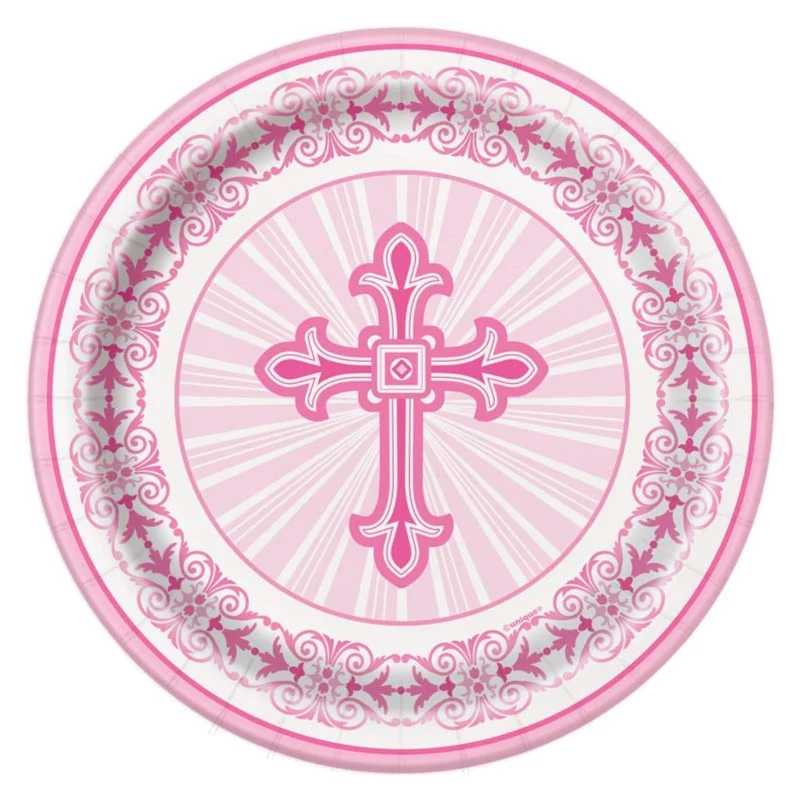 Pappteller "Kreuz" Pink | Ø18cm/8Stk.