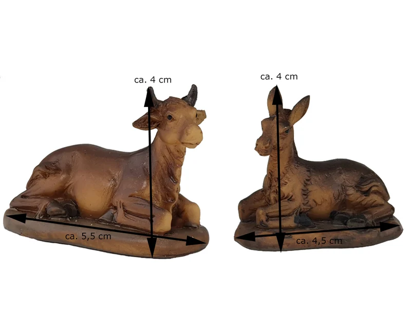 Riffelmacher Krippentiere Ochse & Esel 2-teilig | 4,46 cm | Braun 78049
