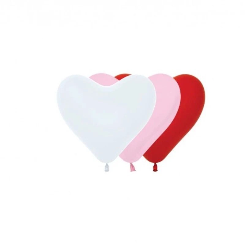 50 Stk. Herz Luftballon Ø15cm | Weiß,Pink,Rot