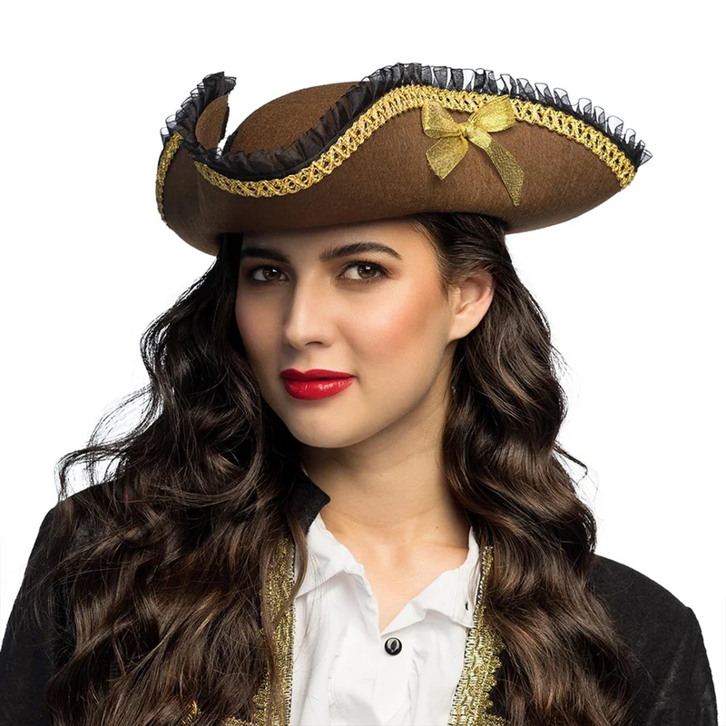 Seeräuberin Piratenhut "Coral" für Damen | Braun