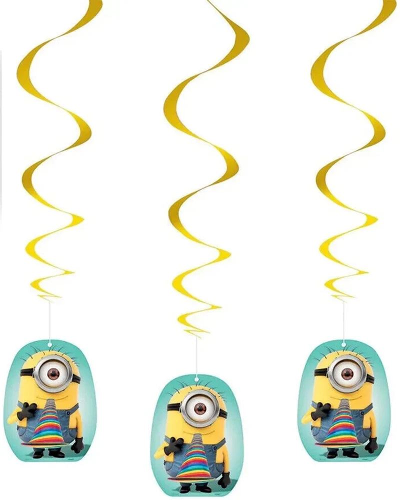 "Minions" Deko | 3 Hänger Folien Swirls 66 cm