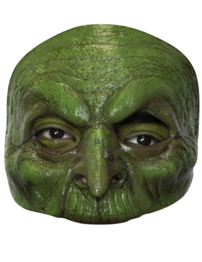 Halloween Latex Halbmaske "Green Witch" - Zubehör Hexenkostüm