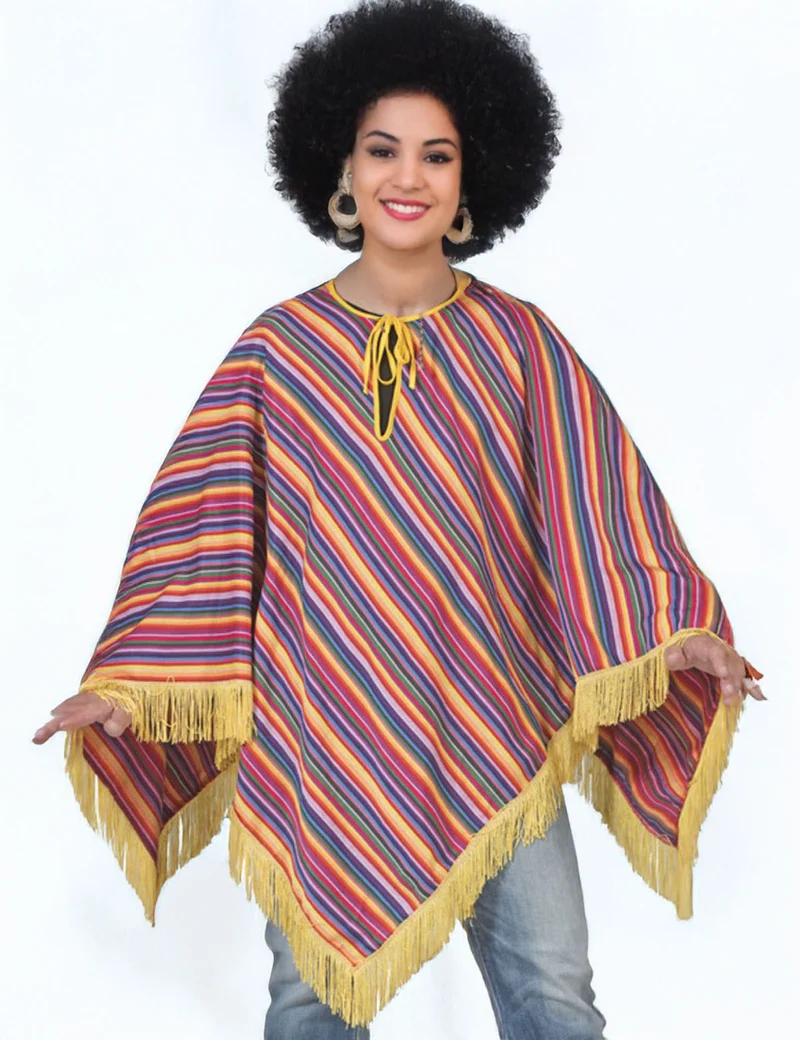Hochwertiges Mexikanerin Kostüm Set für Damen | Pink | 3-teilig mit Poncho, Sombrero & Tequila Handtasche | Fiesta & Mottoparty