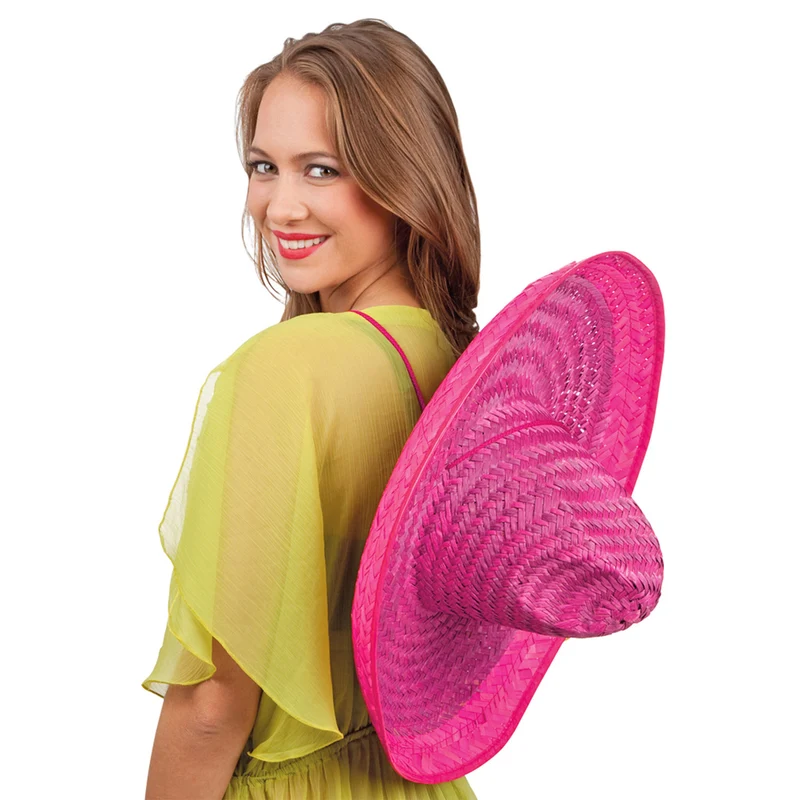 Hochwertiges Mexikanerin Kostüm Set für Damen | Pink | 3-teilig mit Poncho, Sombrero & Tequila Handtasche | Fiesta & Mottoparty
