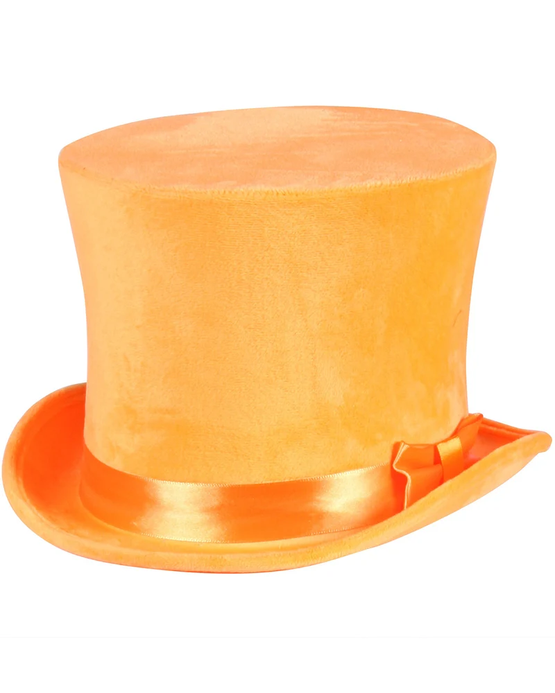 Zylinder "Flair" Velour mit Satinband 60 cm | Neon Orange