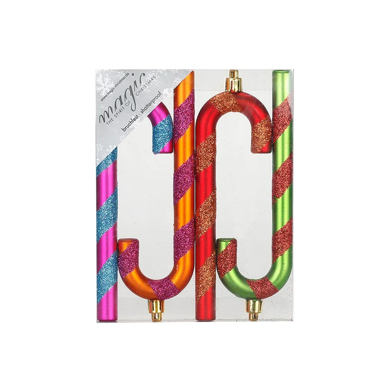 Weihnachtskugeln MilleFiori | Zuckerstangen| 14 cm | 4 Stück | bruchsicher