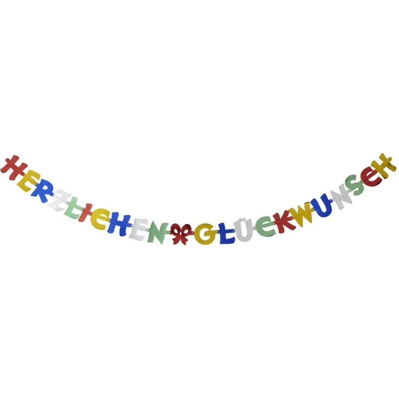 Girlande "Herzlichen Glückwunsch" 2,5 m | Multicolor