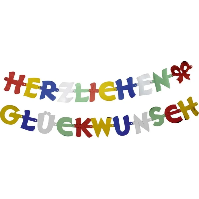 Girlande "Herzlichen Glückwunsch" 2,5 m | Multicolor
