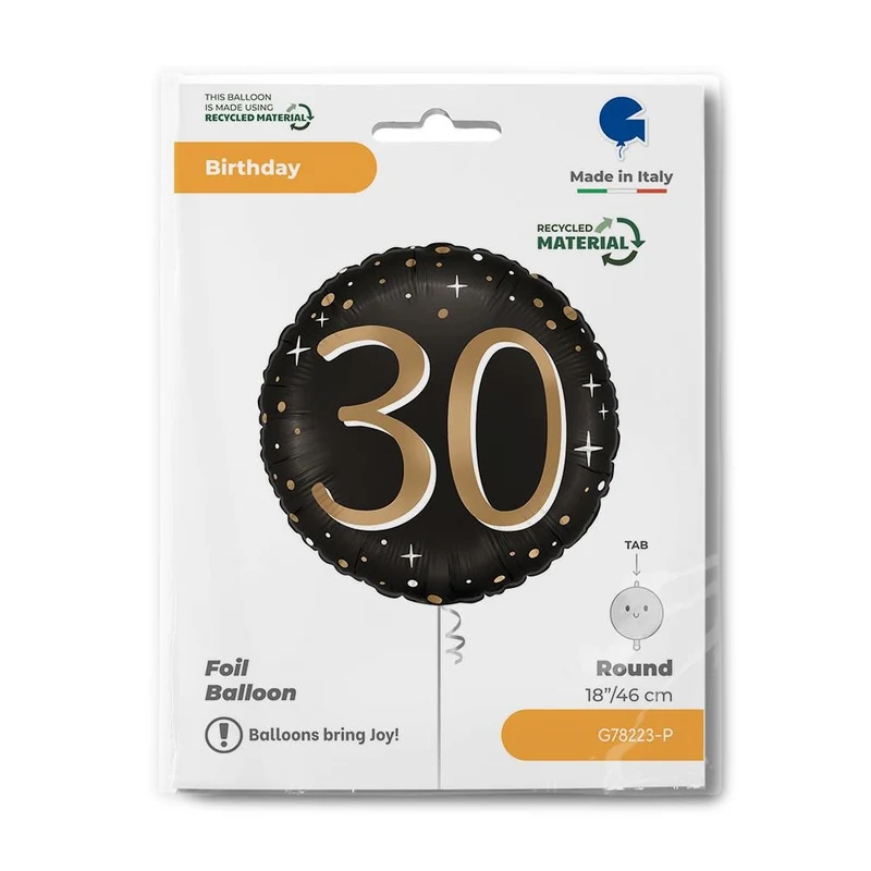 18"/Ø46cm Folienballon "Sparkling Black" | #30
