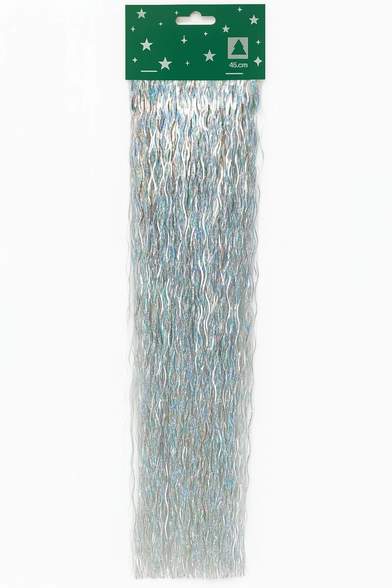 Riffelmacher Lametta gewellt 48 cm 96302 | 500 Fäden | Glanz Silber
