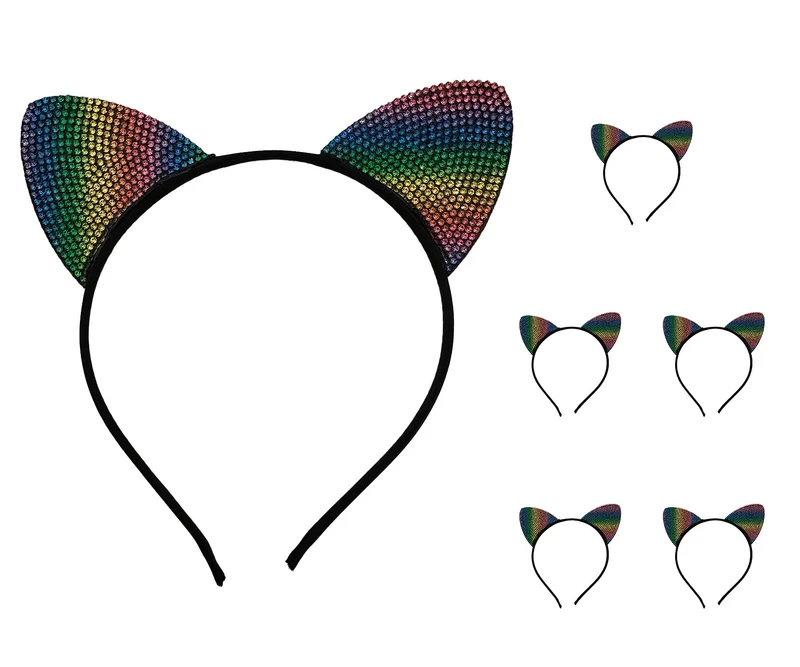 Katzenohren Haarreif "Rainbow" Bunt | 5er Set