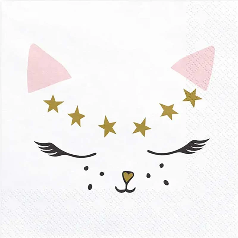 Servietten Katzen 20Stk./33x33cm | Weiß