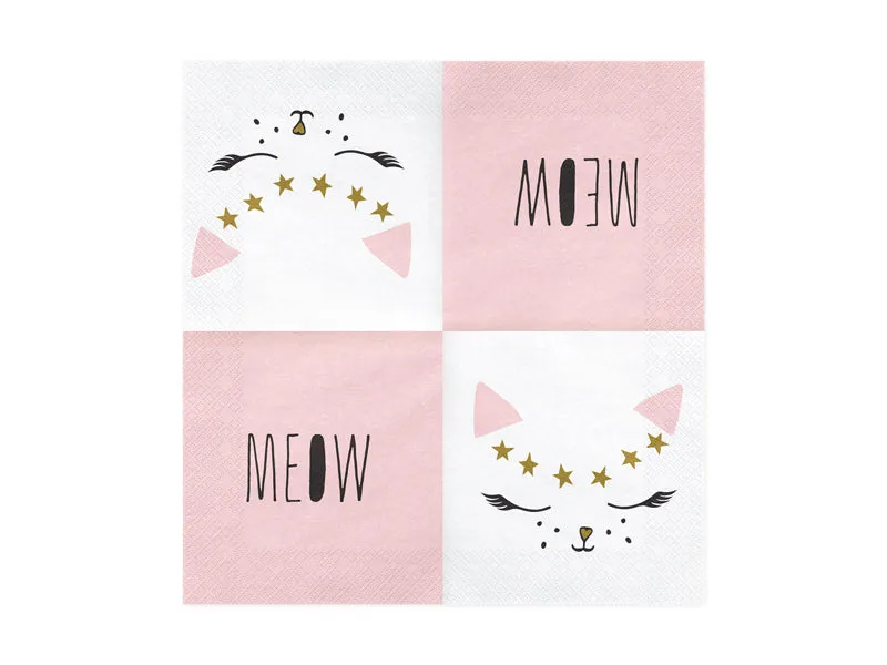 Servietten Katzen 20Stk./33x33cm | Weiß