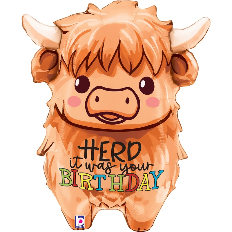 Shape Folienballon "Herd it was your Birthday" Kuh | 69 cm