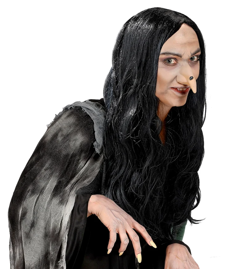 Langhaar Hexen Perücke "Amelia" | Schwarz