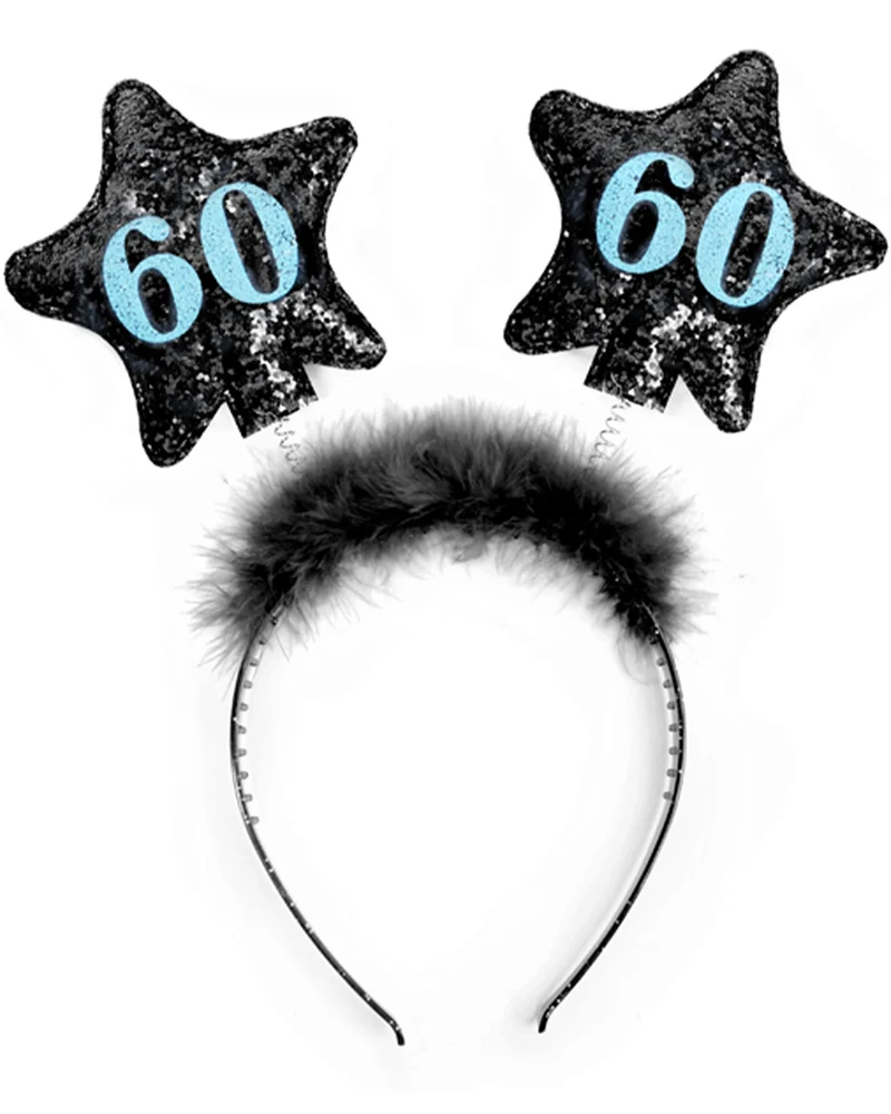 Haarreif mit Sternen "60" | Schwarz - Geburtstag