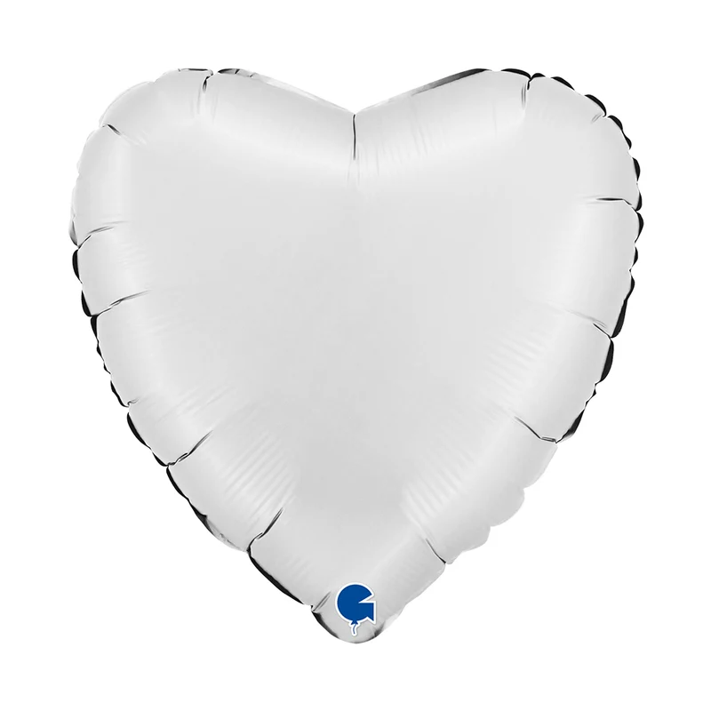 18"/Ø46cm Herz Folienballon Uni | Weiß Satin