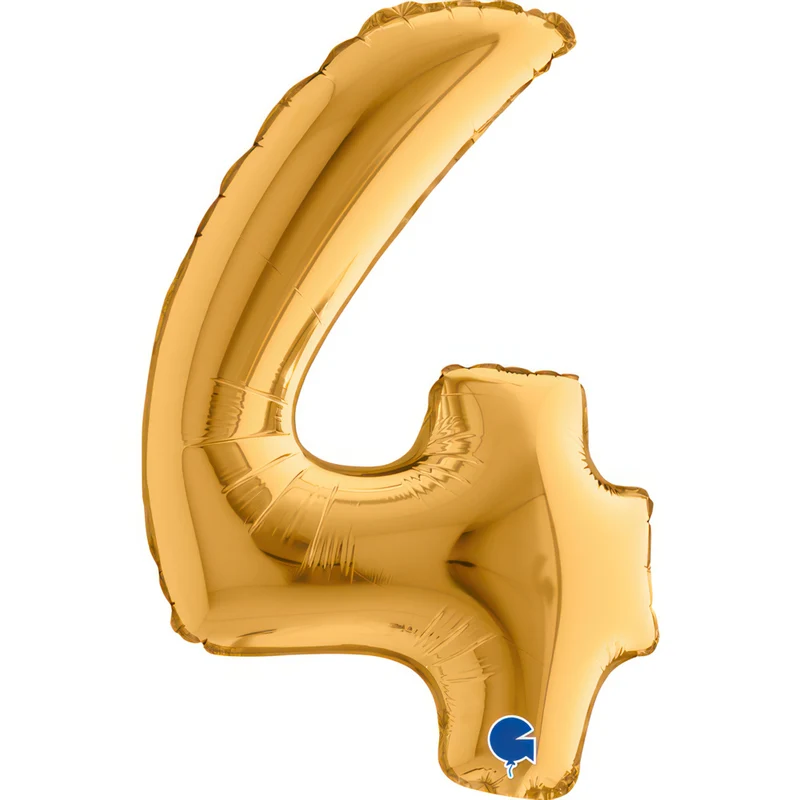 14"/Ø36cm Mini Zahlen Folienballon | Gold #4