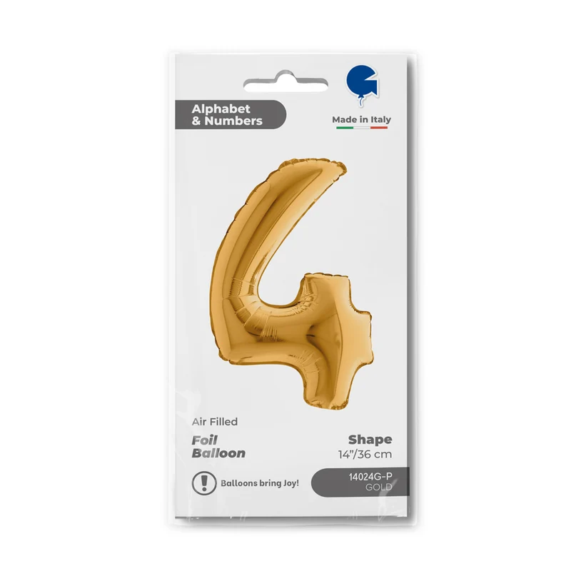 14"/Ø36cm Mini Zahlen Folienballon | Gold #4