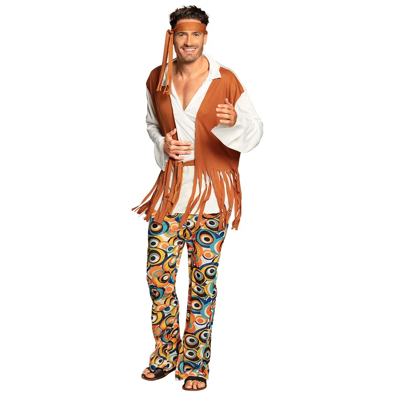 Hippie Guy Kostüm für Herren Gr. M/L | Mehrfarbig