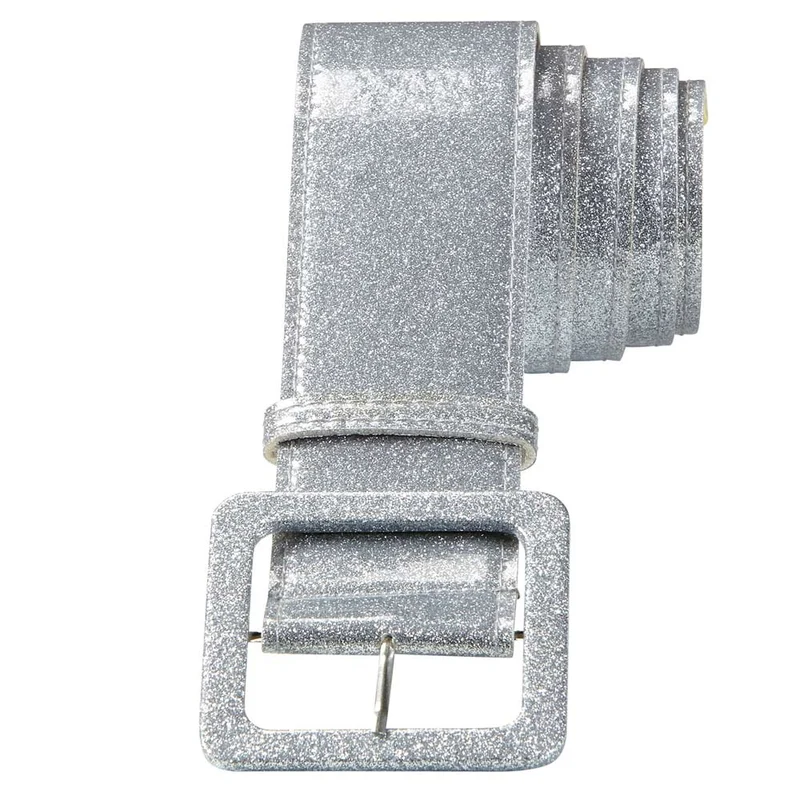 Glitzer Lack Gürtel für Erwachsene 120,0 x 5,5 cm - 04624 | Silber