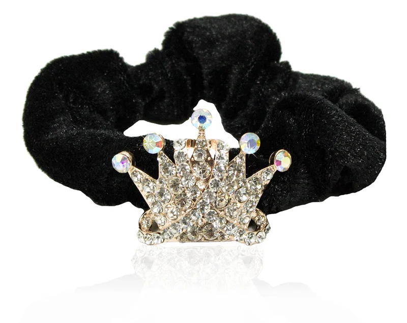 Samt Zopfband mit Strass Krone