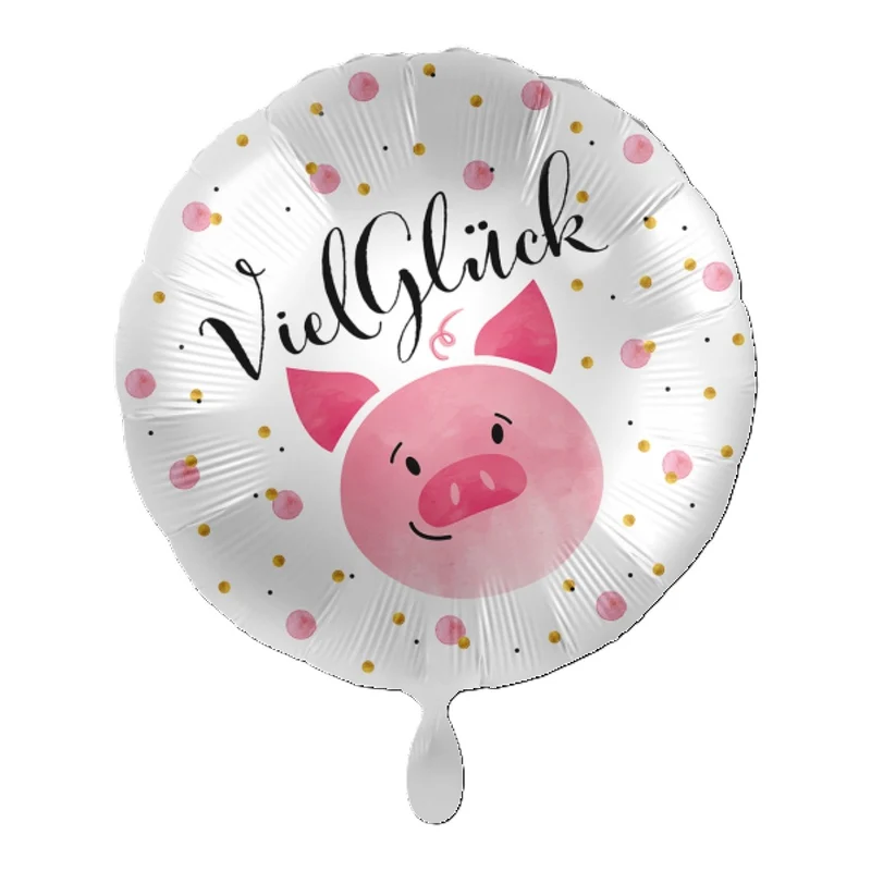 18"/Ø43cm Folienballon "Viel Glück" Schweinchen