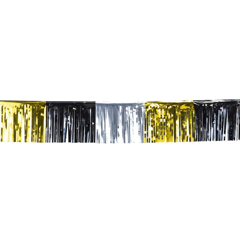 Quastengirlande Metallic Schwarz Gold Silber | 6 m