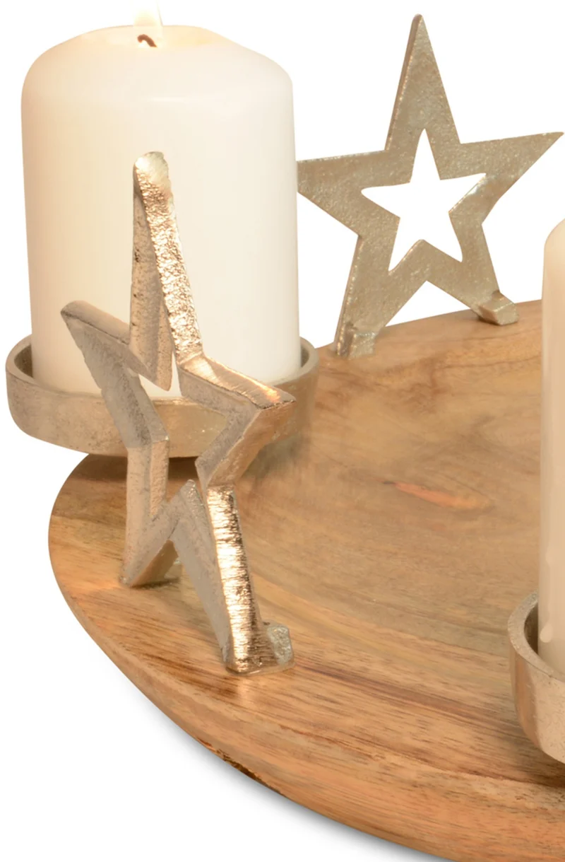 Riffelmacher Adventskerzenhalter "Runder Teller mit Sternen" 70338 | 38x13cm