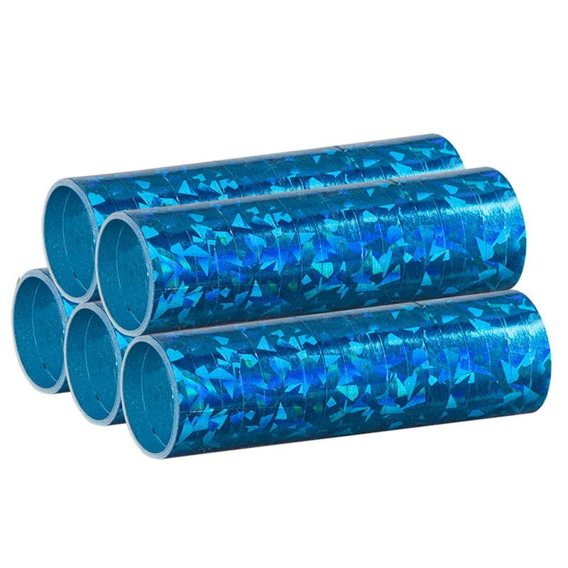 Luftschlangen "Holografisch" 4m / 5 Rollen | Blau