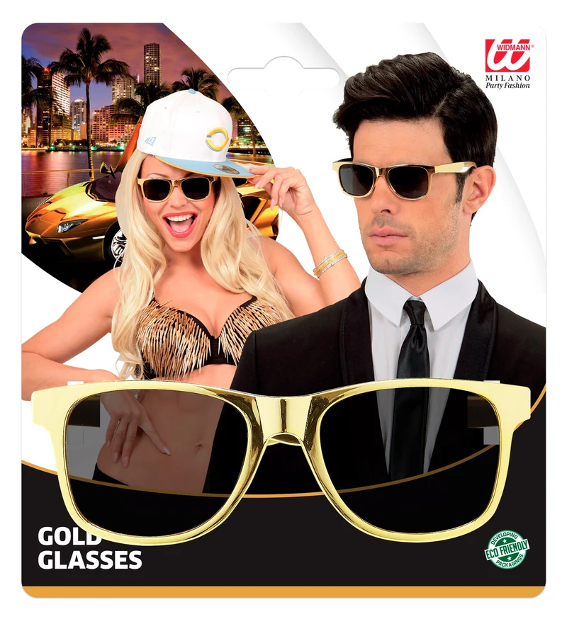 Partybrille mit getönten Gläsern | Gold Metallic