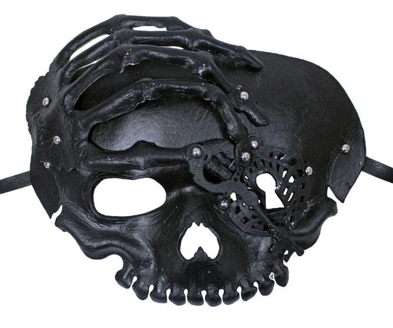 Steampunk Totenkopf Halbmaske mit Schlüssel - Schwarz