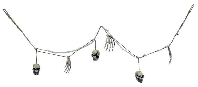XXL Knochen und Totenkopf Girlande - 180 cm | Gruselige Party Halloween Dekoration